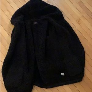 Black furry jacket with hood